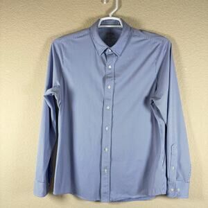 RHONE Dress Shirt Mens Size Large Blue Check Long Sleeve Performance Travel